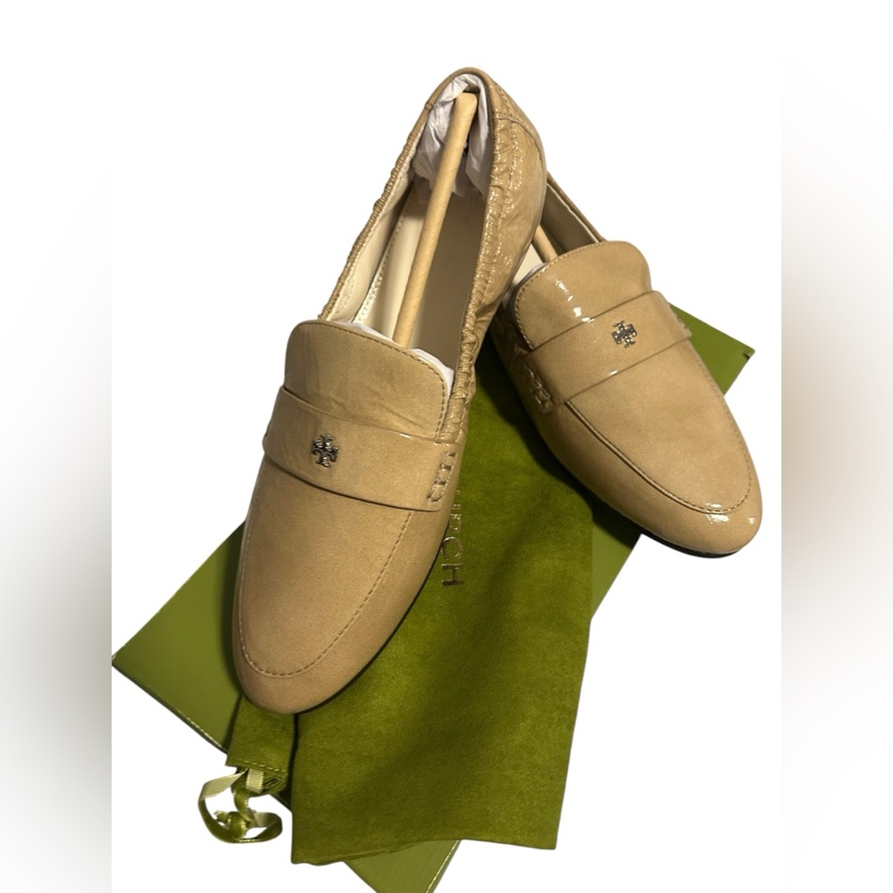Authentic $298 Tory Burch Ballet Loafer Crinkle Patent Leather 7M